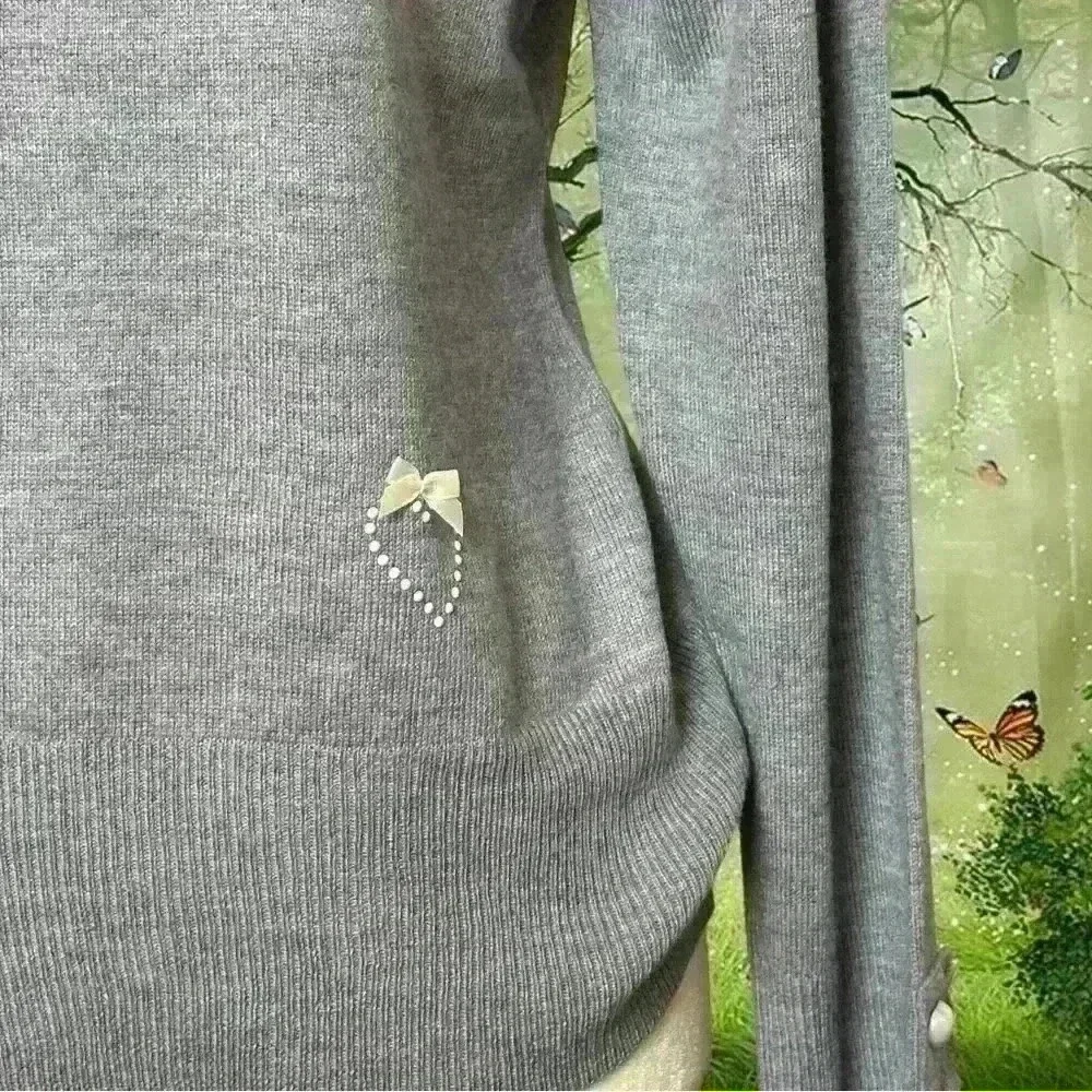 Coquette Grey Boho Sweatshirt - Picture 3 of 9